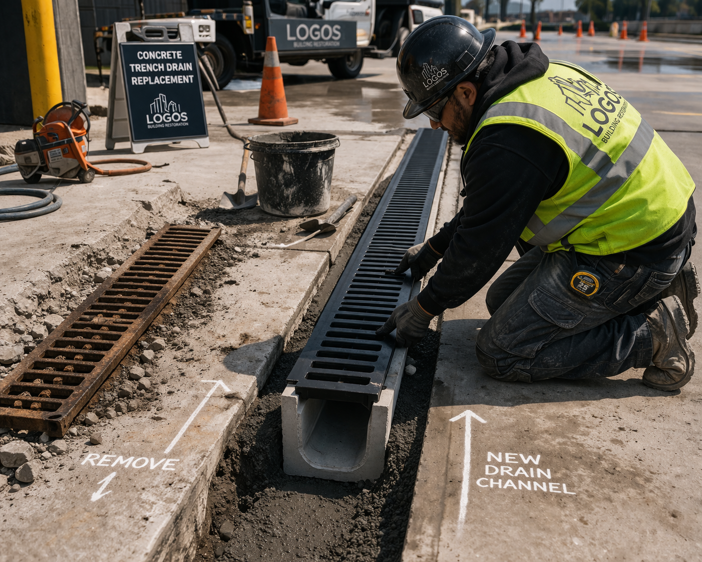 concrete trench drain replacement